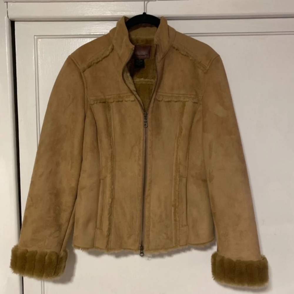 Calvin Klein Suede Faux Fur Jacket